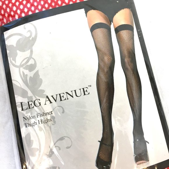 * Leg Ave #9011 Thigh High Red Fishnet NOS NWT - Picture 4 of 8